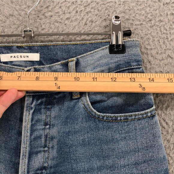 PacSun Jeans Womens 24 Blue High Rise Straight Distressed Light Wash Button Fly - Picture 8 of 12